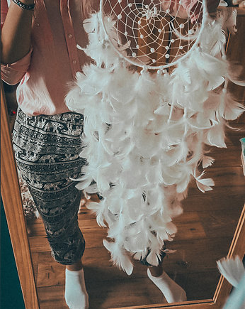 Łapacz snów z piórkami Serce Boho na ścianę, Hygge Macrame