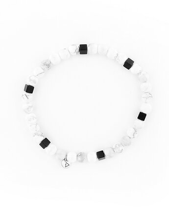 Męska bransoletka Howlit z Hematytem, Kulka Bransoletki