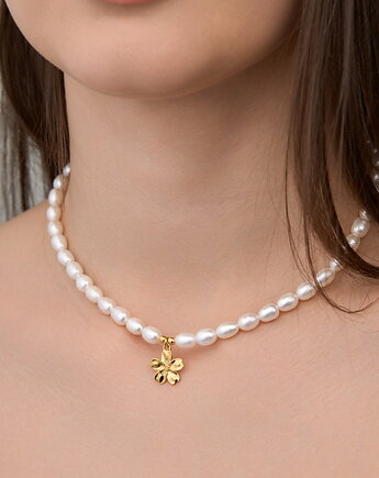 Choker naszyjnik perły naturalne-  srebro 925 pozłacane, Coccola JEWELLERY