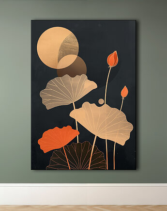 Lotus - Obraz na płótnie - Druk Blejtrama - Chiński Orient, Zen #69, Black Sapphire Art