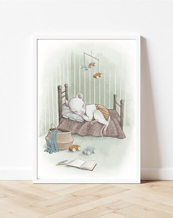 Myszka w łóżeczku - plakat do pokoju dziecka, HI LITTLE