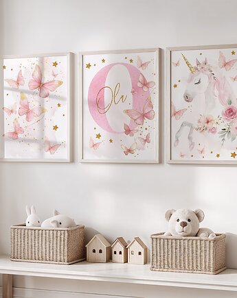 Jednorożec i motyle z inicjałem zestaw 6, Mała Pracownia DK