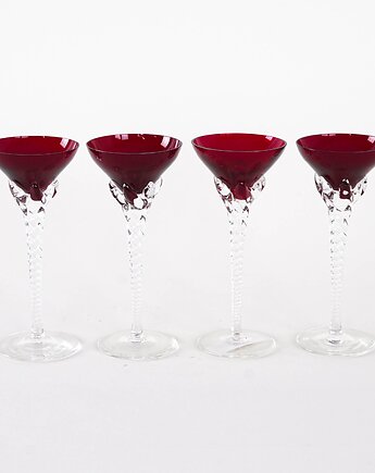 Komplet kieliszków rubinowych, duński design, lata 70, produkcja: Dania, Przetwory design