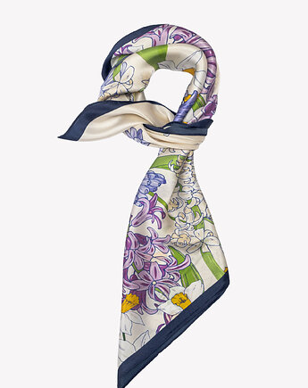 Jedwabna apaszka z motywem kwiatów 70x70 cm, ALLORA BE UNIQUE