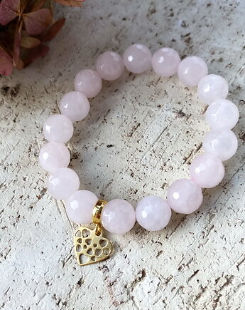 Bransoletka z kwarców różowych- srebro 925 pozłacane, Coccola JEWELLERY
