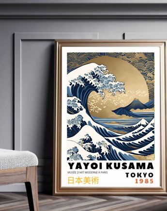 PLAKAT yayoi kusama japoński, japandi dekoracja, obraz, black dot studio