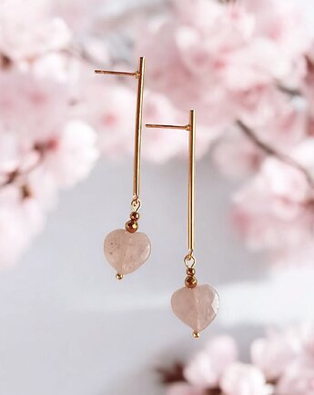 Kolczyki serduszka KWARC TRUSKAWKOWY : długie: wyjątkowy prezent, kaktusia