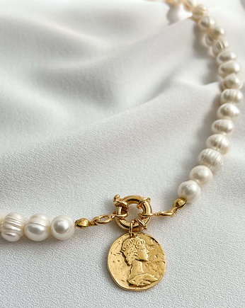 Naszyjnik z perłą i monetą, OKAZJE - Prezent na Walentynki