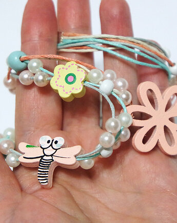 Naszyjnik - Ważka, kwiaty - sznureczki - dla dzieci, yenoo