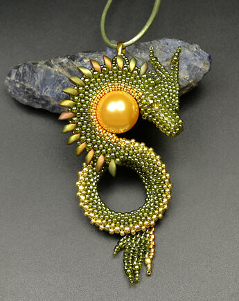 Orinys, wisior ze smokiem, beading, Sol