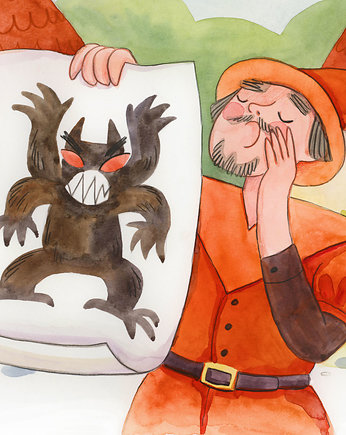 "Potworna sprawa" potwór - ilustracja oryginalna A3, Czary Malary