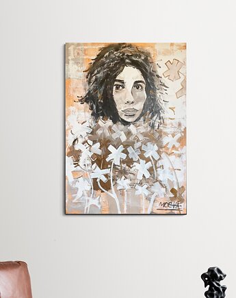 "The Quiet One", portret, akryl na płótnie, 130x90 cm, aut. MOGH, Milad Mogharrabian