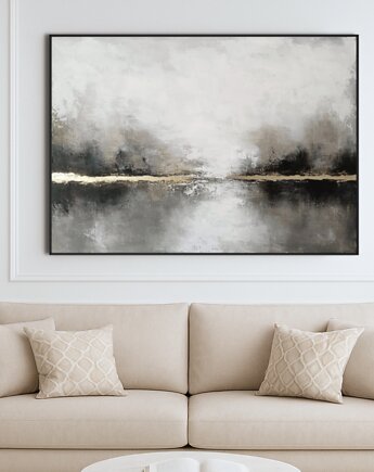 ZŁOTA LINIA CISZY  Ręcznie malowany obraz ze złotem 100x70 cm, Anna Jatczak Art