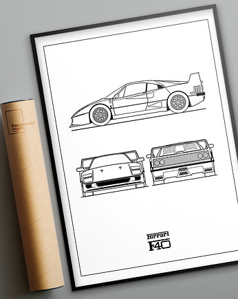 Plakat Legendy Motoryzacji - Ferrari F40, Peszkowski Graphic