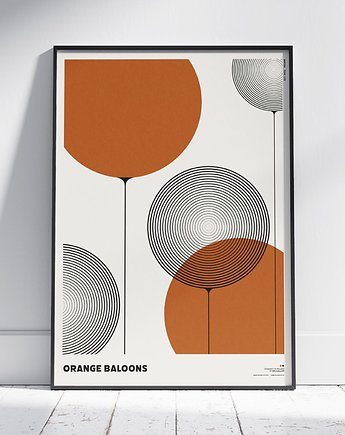 Plakat abstrakcyjny, abstrakcja, geometria - Pomarańczowe Balony, Galeria EMU