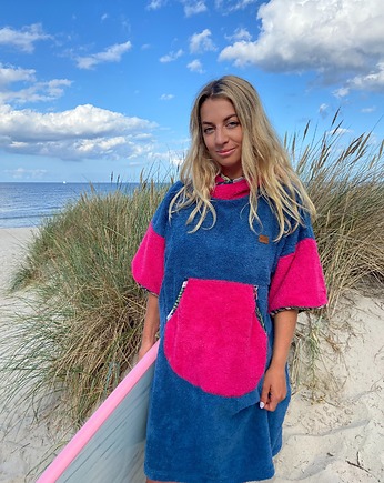 Ponczo kąpielowe z bawełnianej frotte  BELLA FUCHSIA, Red Lemon