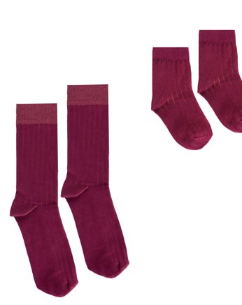 Burgundowe skarpetki w prążki dla Mamy i Niemowlaka, FAVES. Socks&Friends