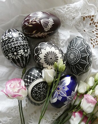 Pisanki tradycyjne batikowe - różne wzory, MonDu