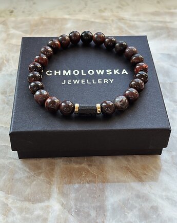 Bransoletka męska Bawole oko i Turmalin czarny, Chmolowska Jewellery