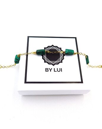 Bransoletka Łańcuszkowa z Zielonymi Kamieniami Malachitami JUNGLE, BY LUI Biżuteria i Dodatki