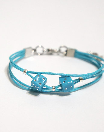 Bransoletka - Kostki do gry - sznureczki, niebieska, yenoo