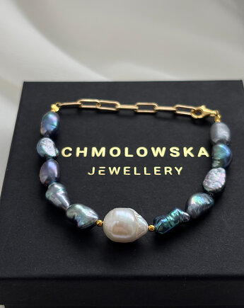 Bransoletka  unikat Perły Granatowe, Chmolowska Jewellery