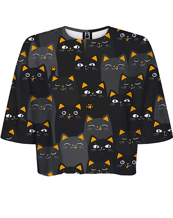 DR.CROW T-shirt Krótki CROP Cats Orange, DrCrow