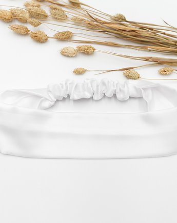 Opaska satyna biała, wu handmade