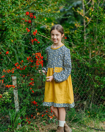 Sukienka Linen Ochra, Petit Retro