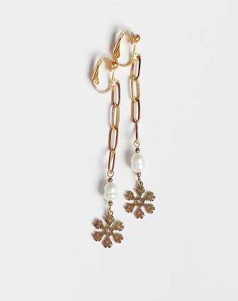 KLIPSY śnieżynki : długie klipsy : perły : wyjątkowy prezent, kaktusia