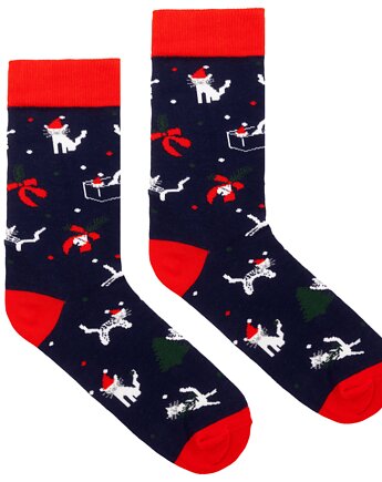 Skarpetki świąteczne kotki koty kolorowe skarpetki we wzory Kabak, KABAK