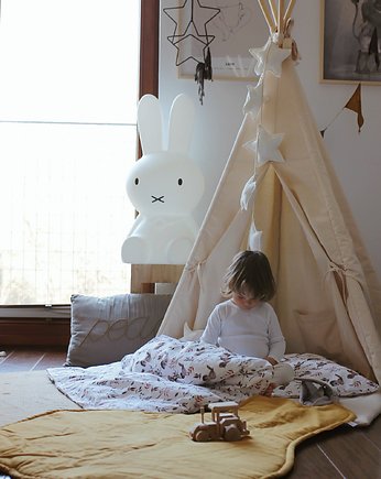 Namiot tipi beżowy z matą, duży ekologiczny, Babo