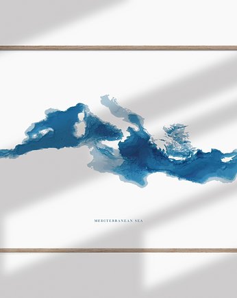 Morze Śródziemne/ plakat mapa, OKAZJE - Prezent na 50 urodziny