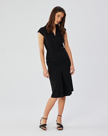Sukienka ołówkowa z podwójnym dekoltem - czarna(S-359), STYLE