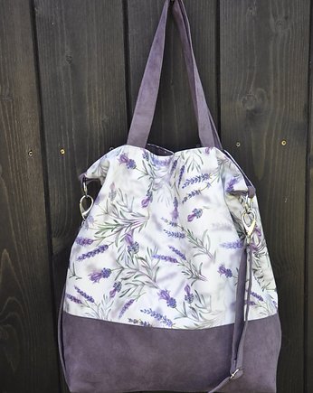 Torba na ramię XL - print lawenda, PRACOWNIA 166