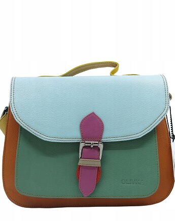 Torebka do ręki na ramię skórzana damska oryginalna kolorowa OLIVKA, Olivka Warsaw