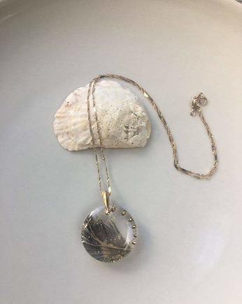 Pozłacana z piórkiem + pozłacany łańcuszek, Giulia Gioielleria handmade