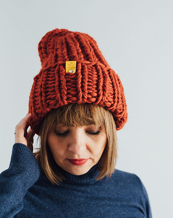 Wełniana czapka zimowa peruvian WOOLY terakota, sploteka