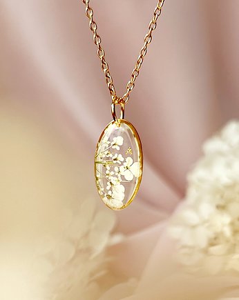 Biżuteria z żywicy naszyjnik dzika marchew, Jaskółcze ziele handmade 