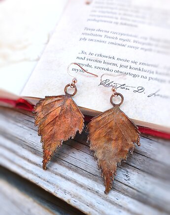 Listki Brzozy XVI kolczyki medziane, Treemasters Copper Jewelry