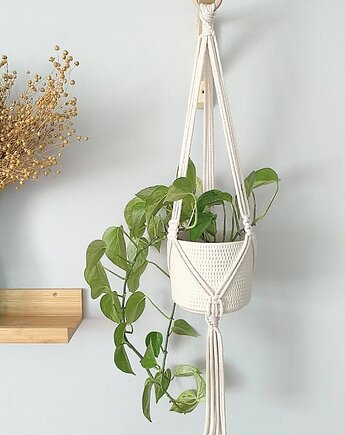 Makrama - kwietnik wiszący w stylu boho pleciony ze sznurka  dł.95cm, ACTP