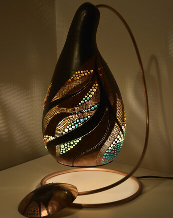 Lampa z tykwy - Miedziany oplot, Lampy z Tykwy