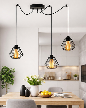 3-płomienna lampa wisząca pająk w stylu loft DIORO LOFT L3 typu pająk, lampy loftowe LYSNE LOFT