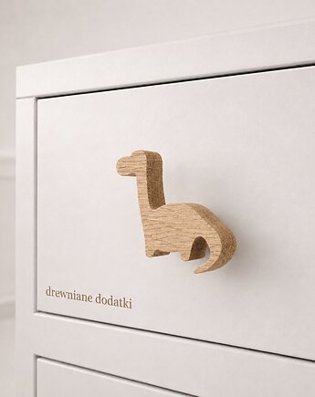 Drewniane gałki do mebli, dinozaury brontozaur, Drewniane dodatki