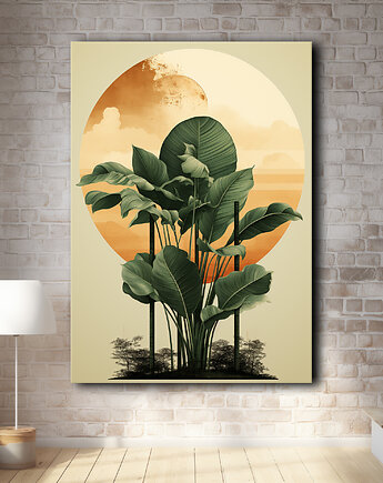 Tropikalne liście - Plakat - Loft, Minimalizm, Black Sapphire Art