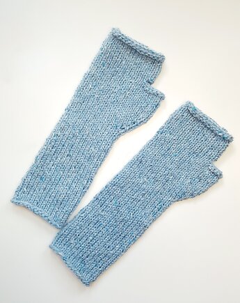 Jesienne mitenki błękitne z wełną, Made by Jaga