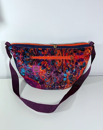 Kolorowa torebka damska Mały Rogal z weluru - rozmiar średni, Misty Day