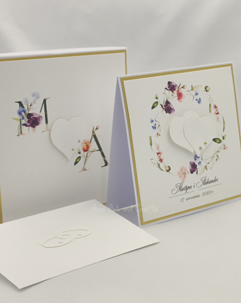 Kartka na ślubna w pudełku z inicjałami i kopertą W34, Anna Art and Crafts