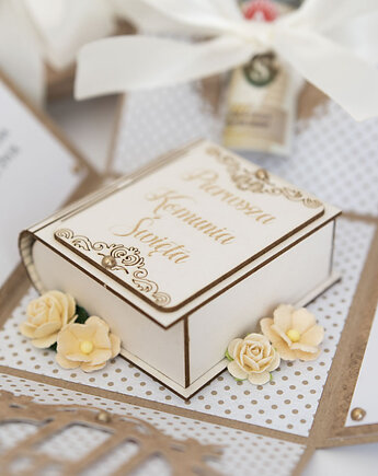 Pamiątka Pierwszej Komunii exploding box kartka 3d, Papiernik