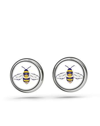 Kolczyki sztyfty - Pszczoła - mini, OSOBY - Prezent dla niej
